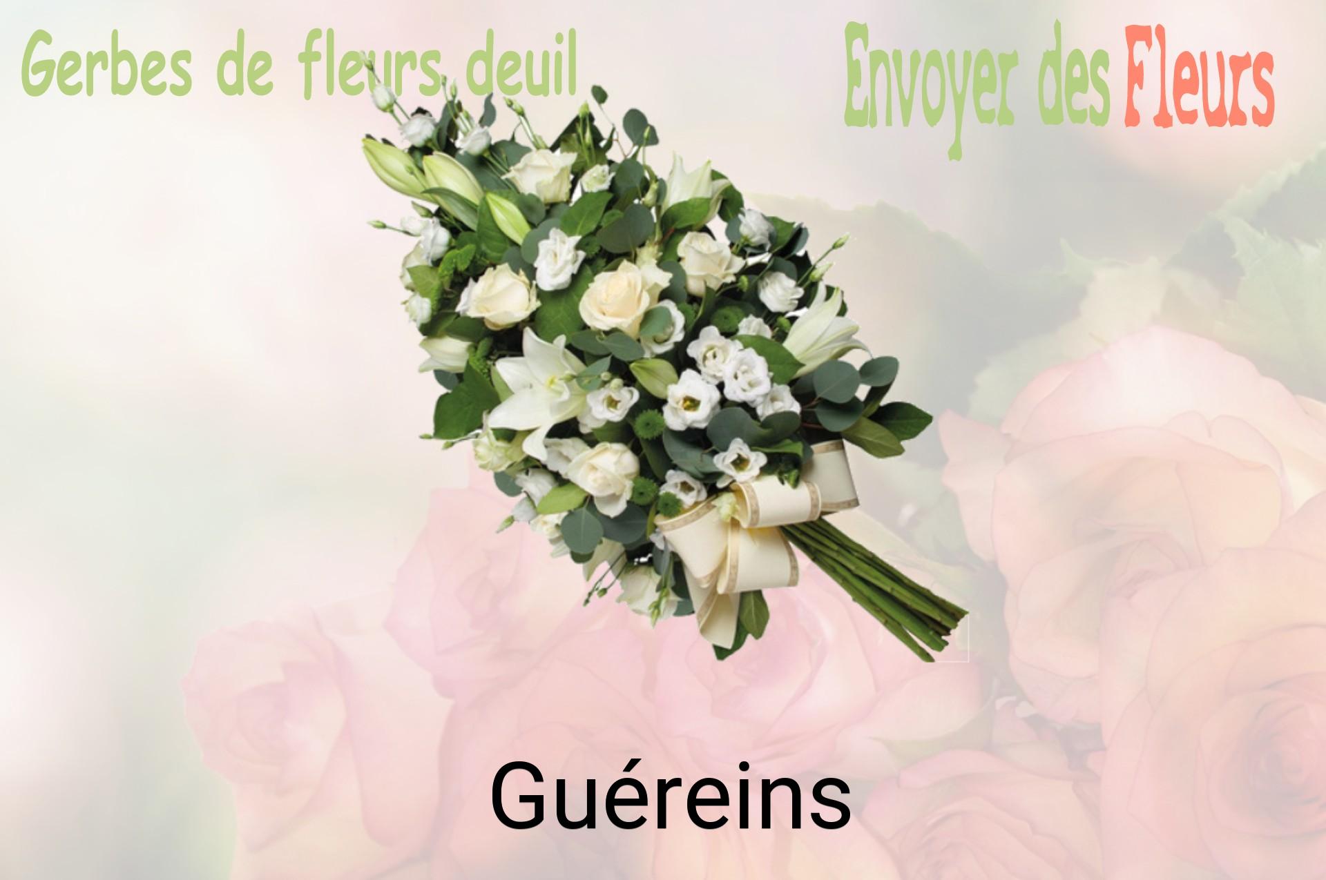 Gerbe de fleurs de deuil livrée à Guéreins